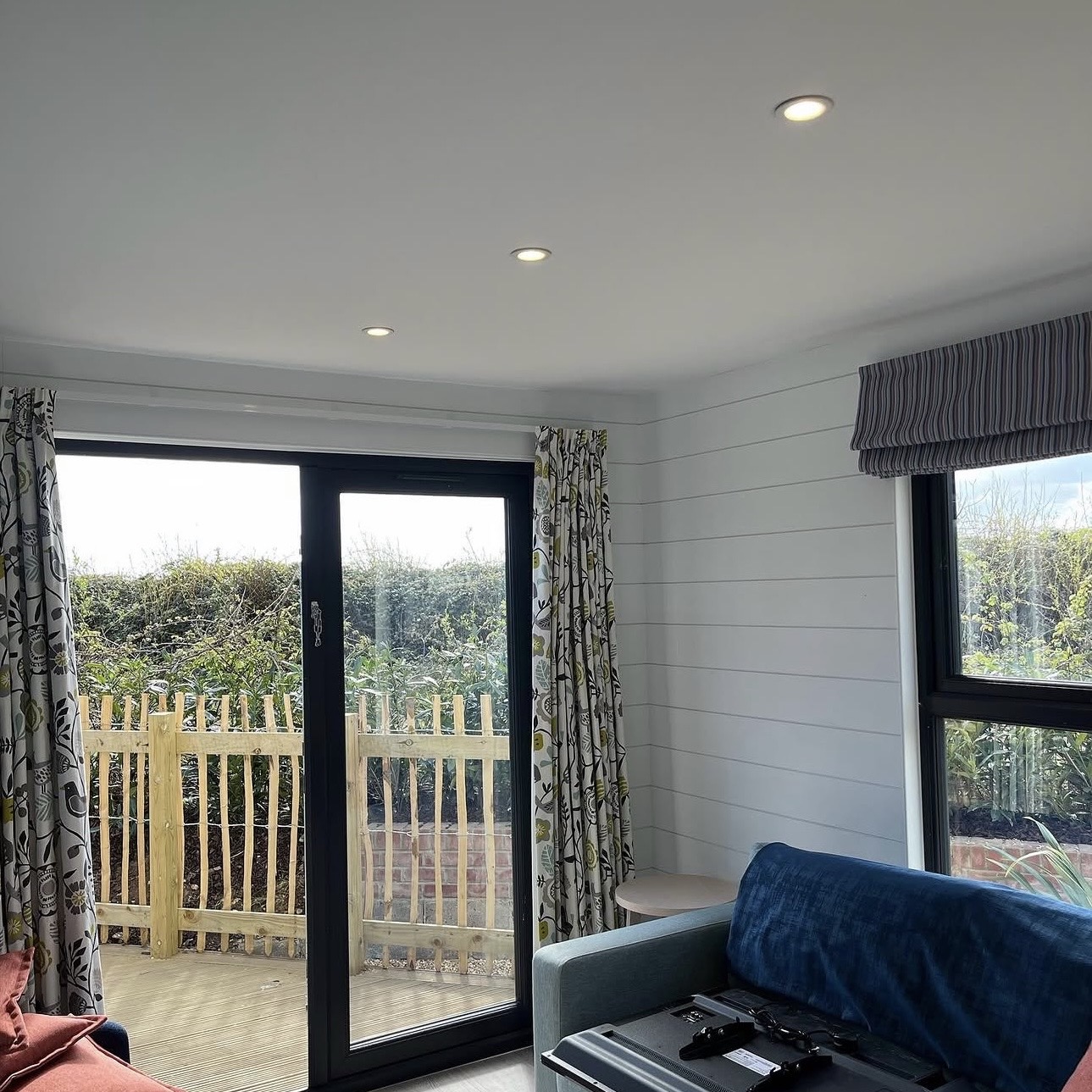 Domestic room with new lighting and sockets